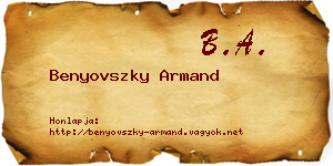 Benyovszky Armand névjegykártya